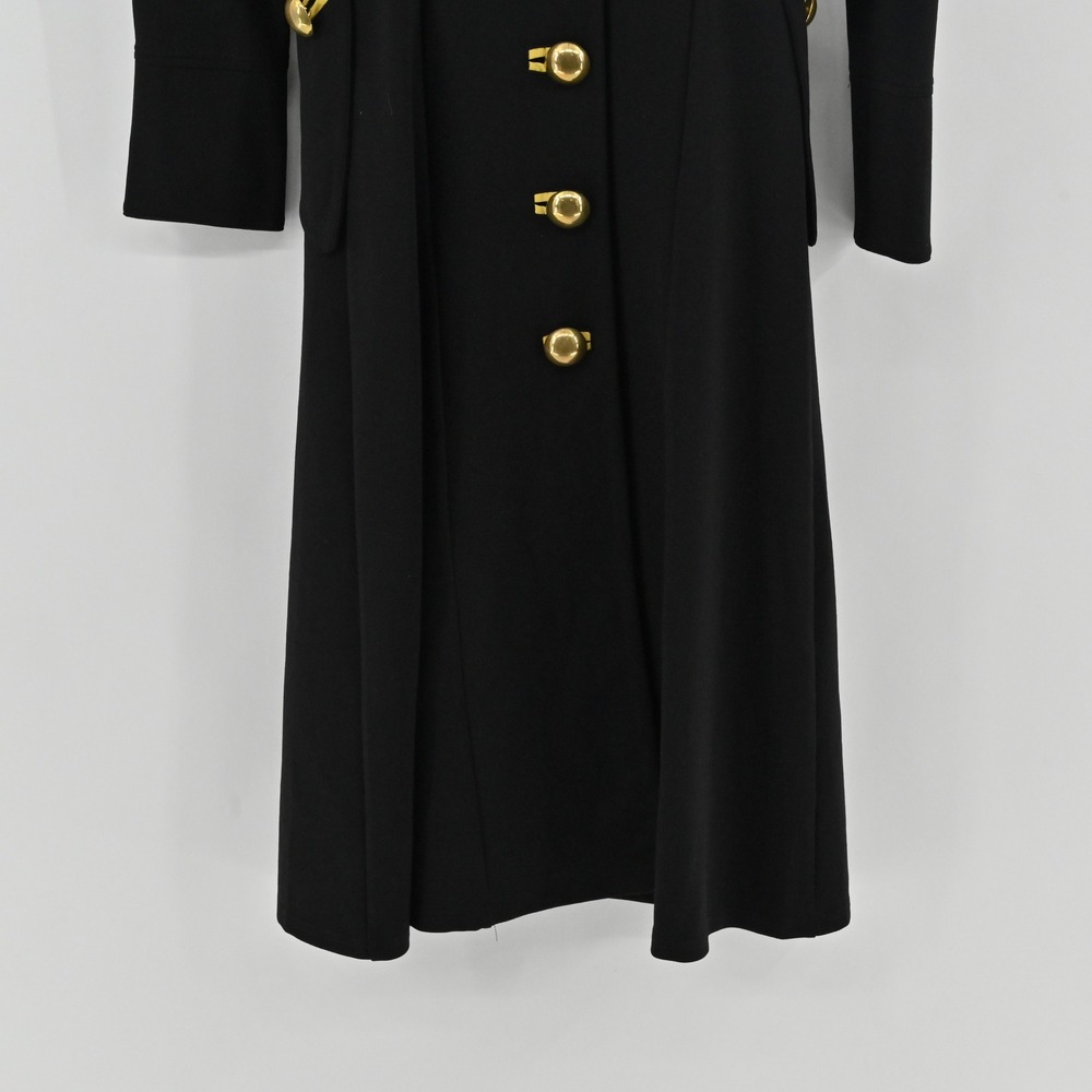 Vintage Military Maxi Coat Womens Size S Black Gold Button Dark Academia Wool - Picture 9 of 11